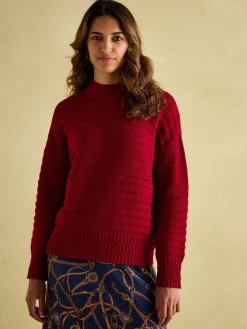 Discount Joules Bernie Crew Neck Textu Jumper Contains Merino Wool Red
