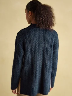 Joules Betsy Button Shoulder Cable Jumper Navy