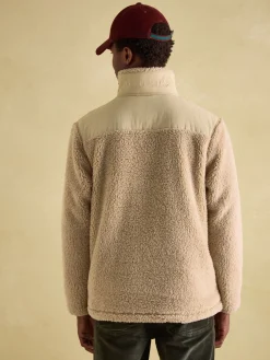 Sale Joules Billy Quarter Zip Borg Fleece Sweatshirt Cream