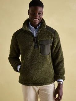 Outlet Joules Billy Quarter Zip Borg Fleece Sweatshirt Green