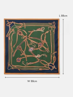 Clearance Joules Bloomfield Khaki Green Square Silk Scarf KhakiGreen