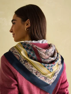 Clearance Joules Bloomfield Square Silk Scarf Multi
