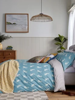 Online Joules Blockprint Dogs Cover Set Blue