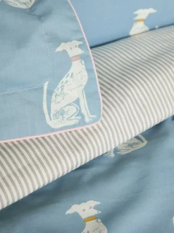 Online Joules Blockprint Dogs Cover Set Blue