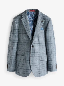 Sale Joules Check Slim Fit Suit Blazer Blue