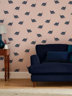 Joules Blush Pink Guinea Fowl 10M Wallpaper BlushPink