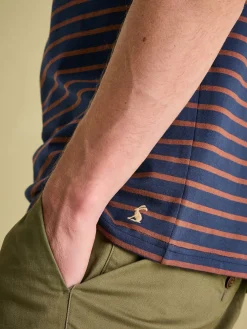 Sale Joules Boathouse Brown & Navy Jersey Crew Neck T-Shirt Brown&Navy