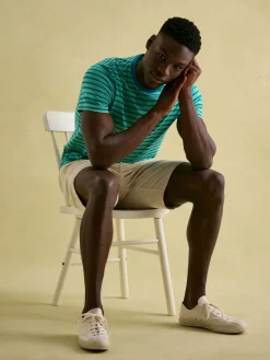 Discount Joules Boathouse Green Stripe Jersey Crew Neck T-Shirt GreenStripe