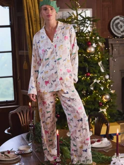 Discount Joules Bonnie Satin Pyjama Set Cream