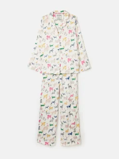 Discount Joules Bonnie Satin Pyjama Set Cream