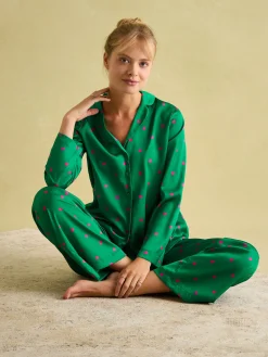 Best Joules Bonnie Satin Pyjama Set Green