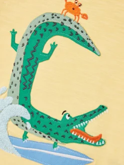 Clearance Joules Boys' Archie Yellow Crocodile Artwork T-Shirt YellowCrocodile