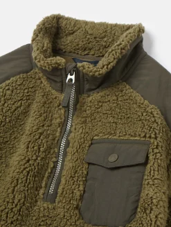 Best Joules Boys' Billy Khaki Green Half Zip Borg Fleece KhakiGreen