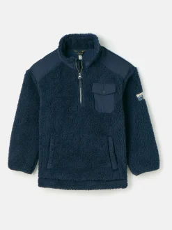 Sale Joules Boys' Billy Navy Blue Half Zip Borg Fleece NavyBlue