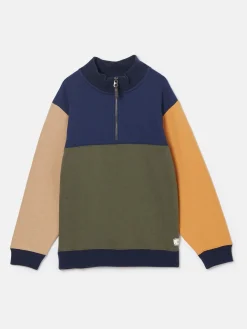 Best Joules Boys' Elliot Colourblock Quarter Zip Sweatshirt Multi