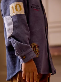 Clearance Joules Boys' Emmett Embroidered and Embellished Shirt Blue