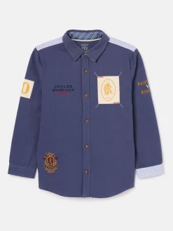 Clearance Joules Boys' Emmett Embroidered and Embellished Shirt Blue
