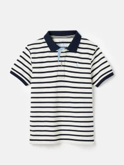 Sale Joules Boys' Filbert Navy Blue Striped Pique Cotton Polo Shirt NavyBlue