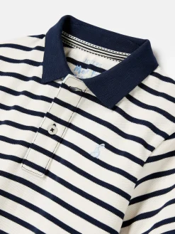 Sale Joules Boys' Filbert Navy Blue Striped Pique Cotton Polo Shirt NavyBlue