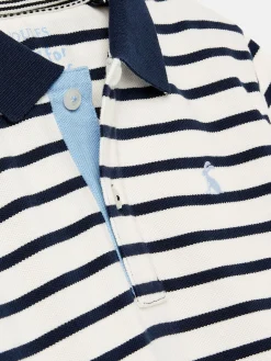 Sale Joules Boys' Filbert Navy Blue Striped Pique Cotton Polo Shirt NavyBlue