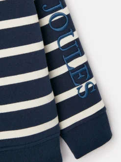 Online Joules Boys' Finn Navy & White Striped Quarter Zip Sweatshirt Navy&White