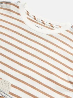 Discount Joules Boys' Jack Cream & Natural Stripe Artwork Top Cream&NaturalStripe