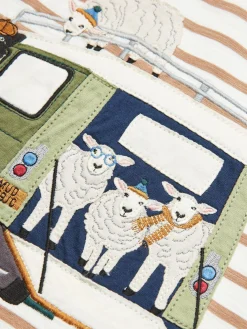 Discount Joules Boys' Jack Cream & Natural Stripe Artwork Top Cream&NaturalStripe