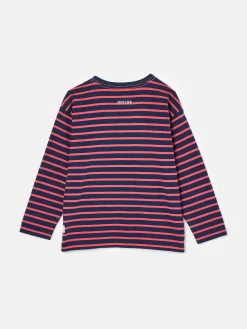 New Joules Boys' Jack Red & Navy Stripe Artwork Top Red&NavyStripe
