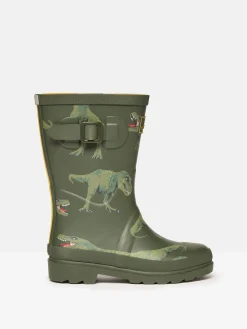 Online Joules Boys' Khaki Green Printed Wellies KhakiGreen