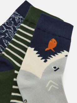 Sale Joules Boys' Neat Feet 3 Pack Socks Green/Navy