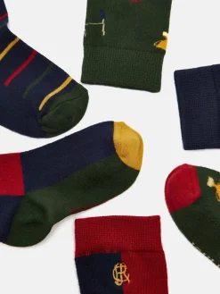 Hot Joules Boys' Neat Feet Multi Green 3 Pack Socks MultiGreen