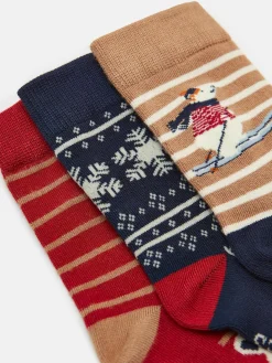 Sale Joules Boys' Neat Feet 3 Pack Socks Red/Navy