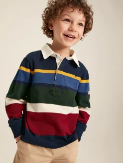Sale Joules Boys' Onside Striped Cotton Rugby Shirt Navy