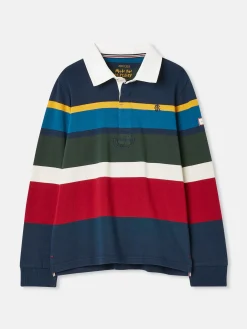 Sale Joules Boys' Onside Striped Cotton Rugby Shirt Navy