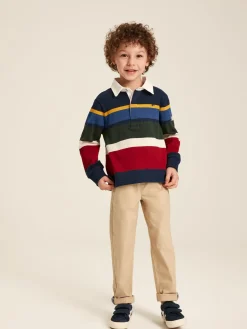 Sale Joules Boys' Onside Striped Cotton Rugby Shirt Navy