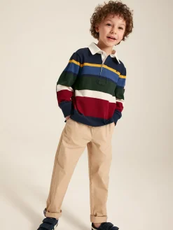 Sale Joules Boys' Onside Striped Cotton Rugby Shirt Navy