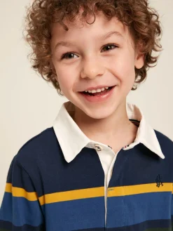 Sale Joules Boys' Onside Striped Cotton Rugby Shirt Navy