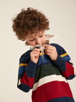 Sale Joules Boys' Onside Striped Cotton Rugby Shirt Navy