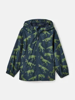 Sale Joules Boys' Rainwell Navy Dinosaur Waterproof Raincoat With Hood NavyDinosaur