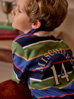 Joules Boys' Tournament Multi Stripe Rugby Shirt MultiStripe