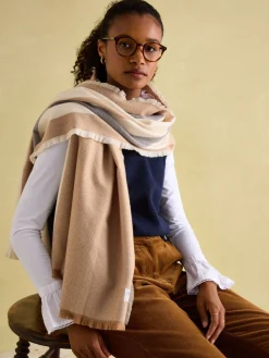 Clearance Joules Bracewell Blanket Scarf Neutral