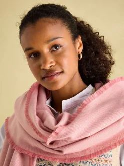New Joules Bracewell Blanket Scarf Pink
