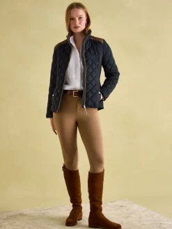 New Joules Braemar Luxe Showerproof Diamond Quilted Coat Navy