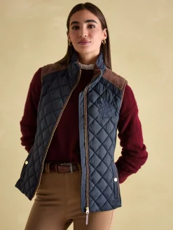 Joules Braemar Luxe Showerproof Diamond Quilted Gilet Navy