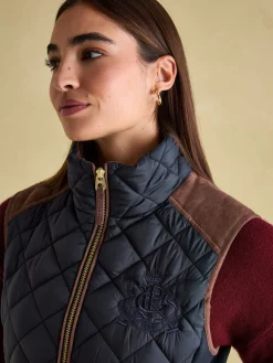 Joules Braemar Luxe Showerproof Diamond Quilted Gilet Navy