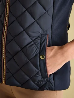 Joules Braemar Luxe Showerproof Diamond Quilted Gilet Navy