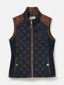 Joules Braemar Luxe Showerproof Diamond Quilted Gilet Navy