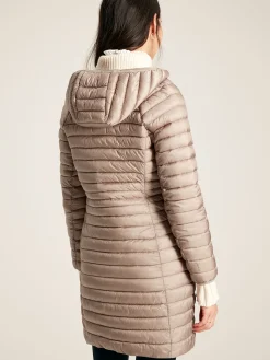 Sale Joules Bramley Showerproof Long Packable Padded Coat Pearl