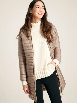 Sale Joules Bramley Showerproof Long Packable Padded Coat Pearl