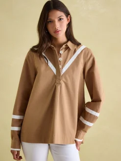 Joules Brinley Tan Brown Cotton Deck Shirt TanBrown